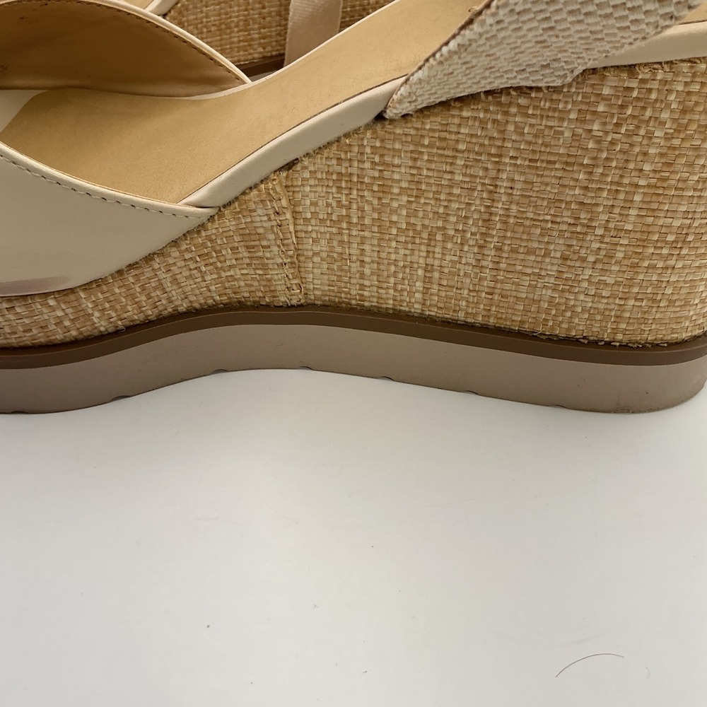 Soda Womens Cream Ankle Tie Platform Wedge Sandals Woven Raffia Size 10 - Picture 13 of 16